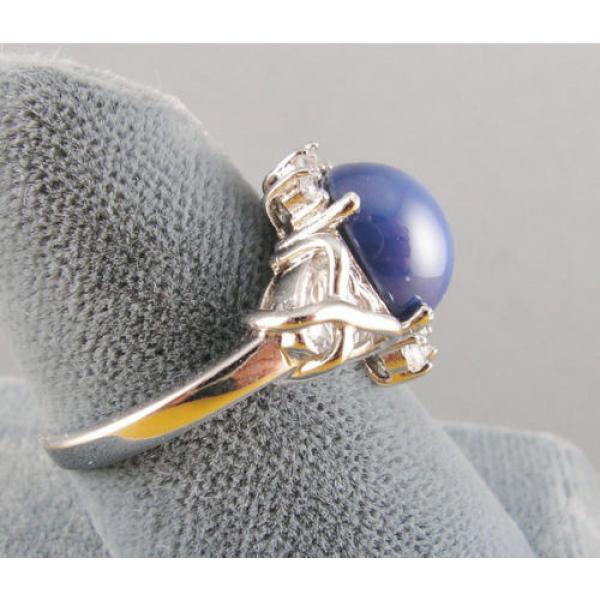 VINTAGE SIGNED LINDE LINDY CF BLUE STAR SAPPHIRE CREATED C H RING RD PLT .925 SS #6 image
