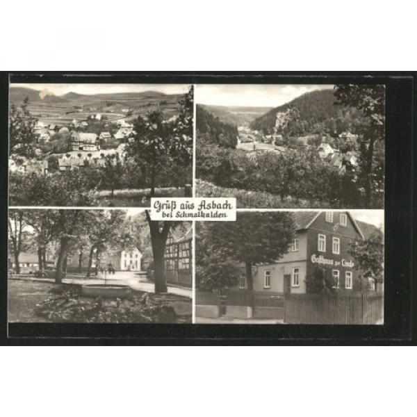 schöne AK Asbach, Panorama, Teilansicht, Partie im Ort, Gasthaus zur Linde #1 image