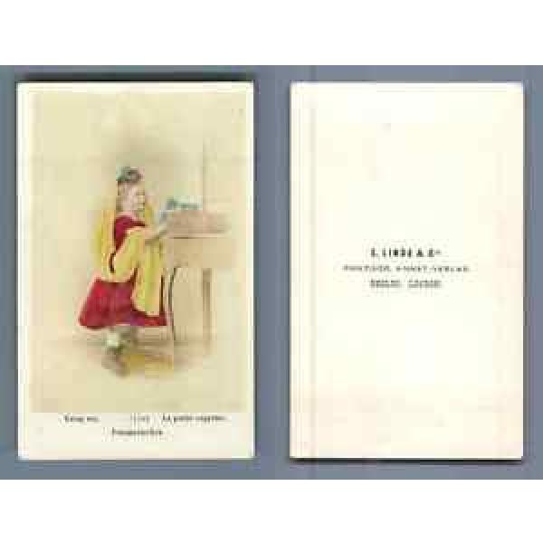 E. Linde &amp; Co. La petite coquette  CDV vintage albumen.  Tirage albuminé aquar #1 image