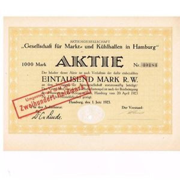 AG Gesellschaft für Markt-&amp; Kühlhallen Hamburg hist Aktie 1923 Linde MuK München #1 image