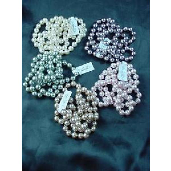 5 Strand Linde Der 34&#034; Faux Pearls Lot Lustrous Knotted Pink Cream Green #1595 #1 image