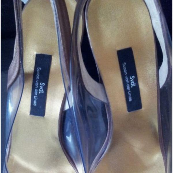 $650 NIB Susan van der Linde Leather/Lucite Strapped Heels 38.5 size #5 image