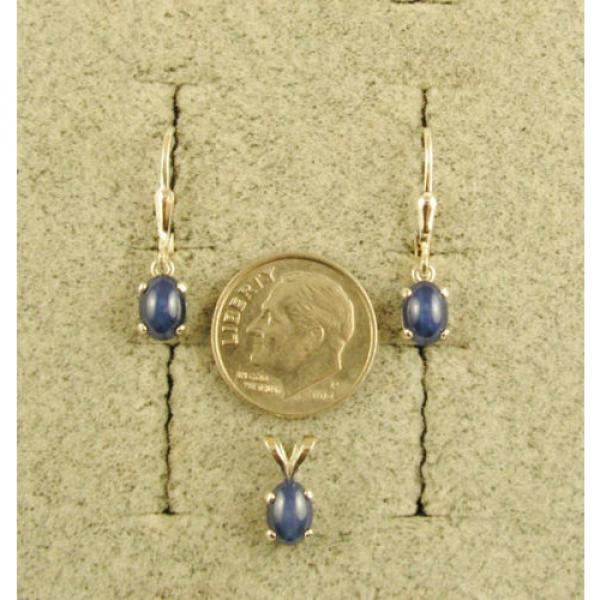 VINTAGE LINDE LINDY CF BLUE STAR SAPPHIRE CREATED SET EAR PENDANT CHAIN .925 SS #2 image