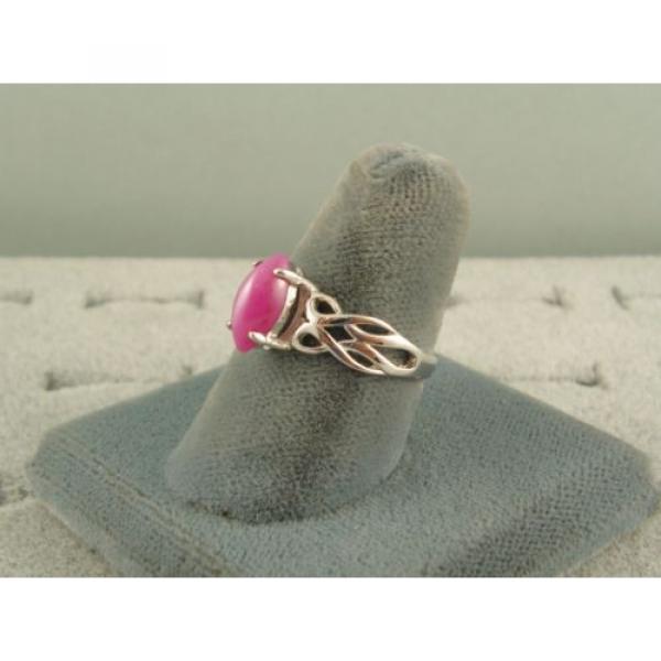 VINTAGE SIGNED LINDE PINK STAR RUBY CREATED SAPPHIRE RING RHOD PL .925 S/S #3 image
