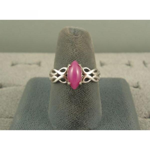 VINTAGE SIGNED LINDE PINK STAR RUBY CREATED SAPPHIRE RING RHOD PL .925 S/S #5 image