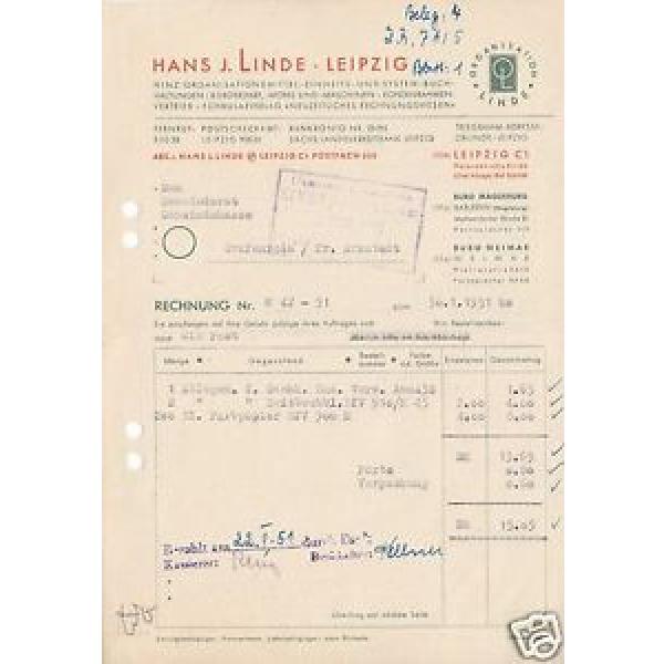 Rechnung, Fa. Hans. J. Linde, ... Bürobedarf ..., Leipzig C 1, 30.1.51 #1 image