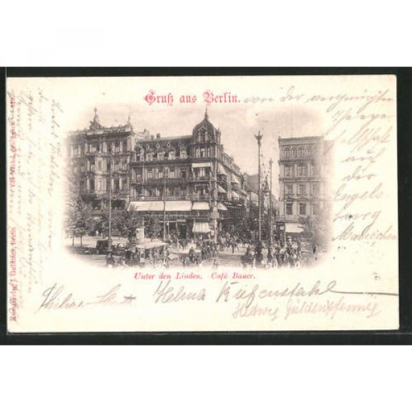 tolle AK Berlin, Unter den Linde, Café Bauer, Pferdefuhrwerke 1897 #1 image