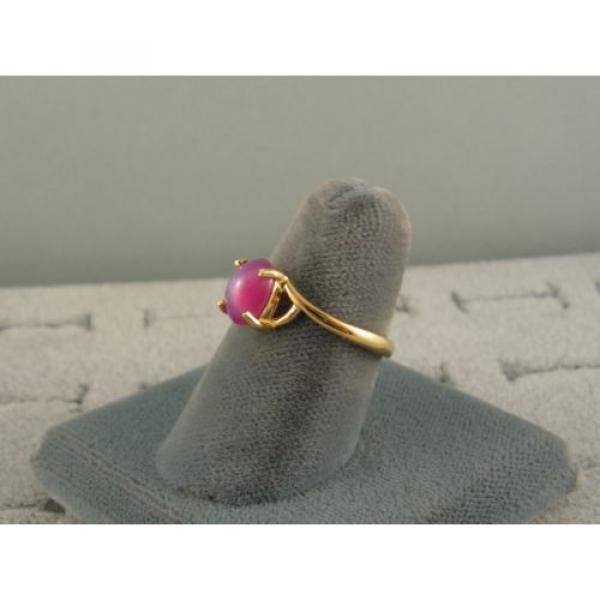 VINTAGE LINDE LINDY HOT FUCHSIA STAR SAPPHIRE CREATED BYPASS RING YLGPLT .925 SS #2 image