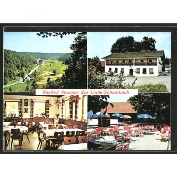 schöne AK Schambach, Gasthof-Pension Zur Linde mit Gastraum und Terrasse #1 image