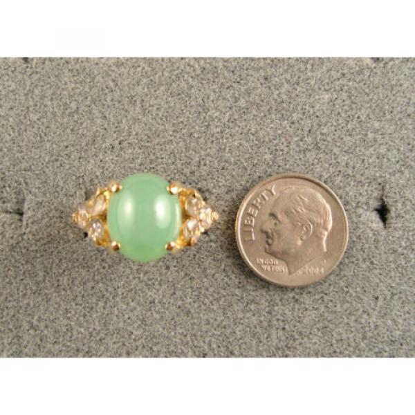 VINTAGE SIGNED LINDE LINDY MINT GREEN STAR SAPPHIRE CREATED RING 14K YELLOW GOLD #4 image
