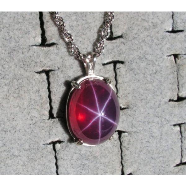 90+ CT PMP LINDE LINDY TRAN RED STAR RUBY CREATED SAPPHIRE PENDANT CHAIN .925 SS #1 image