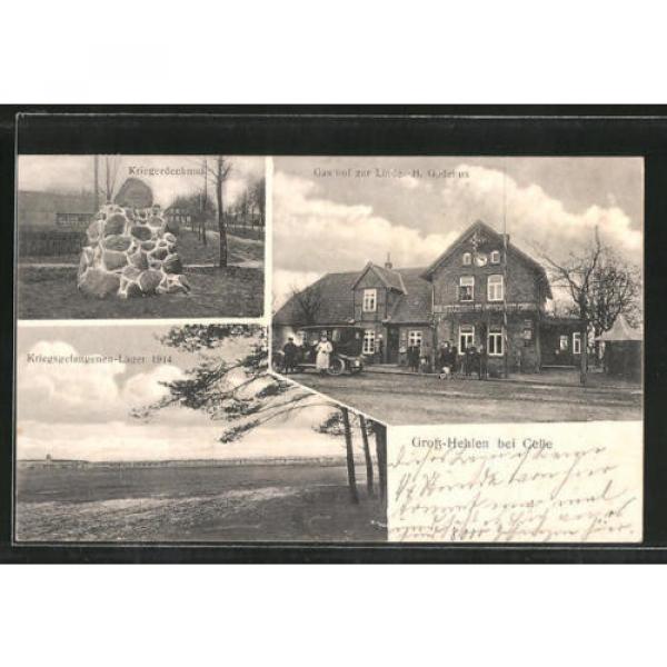 AK Groß-Hehlen, Gasthof zur Linde, Kriegsgefangenen-Lager 1914, Kriegerdenkmal #1 image