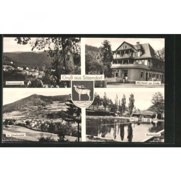 AK Sitzendorf, Gesamtansicht, HO-Hotel zur Linde, Badeanstalt, Im Schwarzatal, #1 image