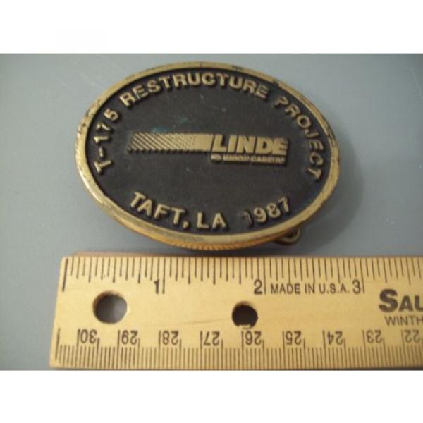 VINTAGE 1987 TAFT, LA. SOLID BRASS BELT BUCKLE- MAKE OFFER-T-175 LINDE UNION #1 image
