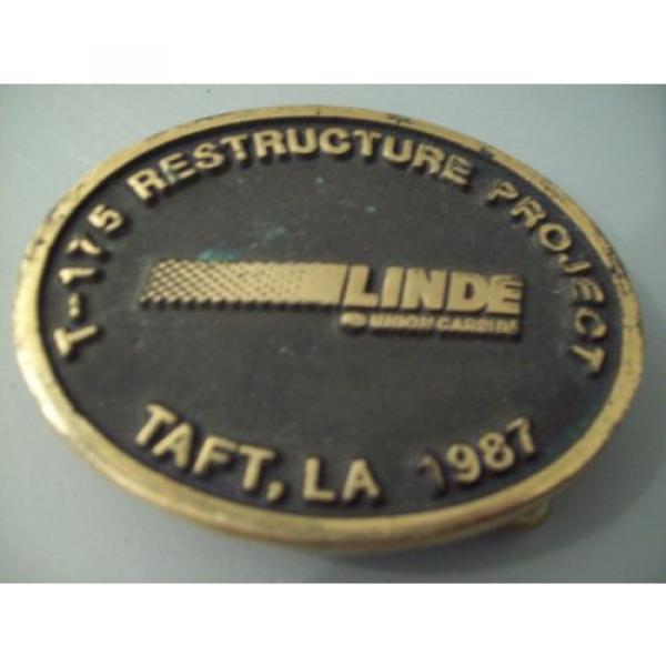 VINTAGE 1987 TAFT, LA. SOLID BRASS BELT BUCKLE- MAKE OFFER-T-175 LINDE UNION #2 image