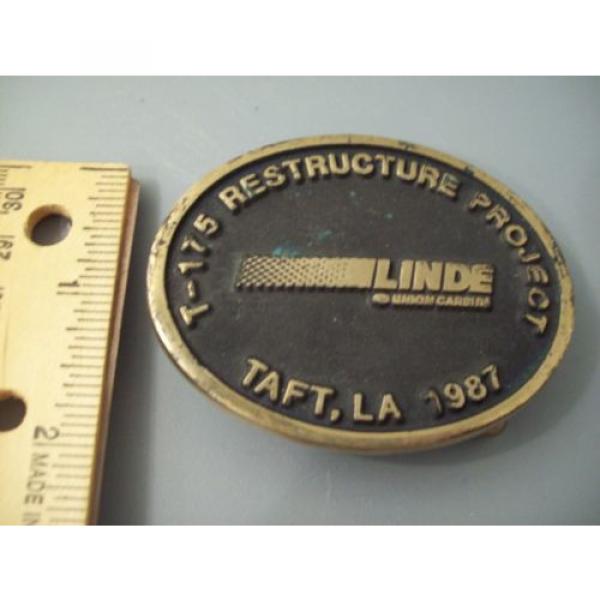 VINTAGE 1987 TAFT, LA. SOLID BRASS BELT BUCKLE- MAKE OFFER-T-175 LINDE UNION #3 image