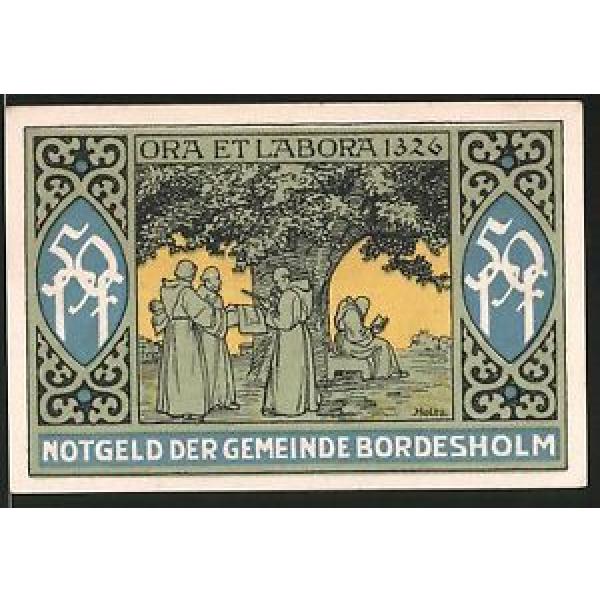 Notgeld Bordesholm 1921, 50 Pfennig, Stadtwappen, Mönche vor alter Linde 1326 #1 image