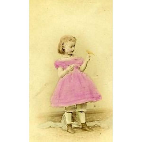 Young Girl &amp; Small Bird Berlin Germany Old CDV Linde Photo 1870 #1 image
