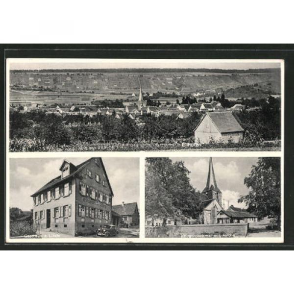 schöne AK Ellhofen, Gasthaus zur Linde, Kriegerdenkmal mit Kirche, Gesamtansich #1 image