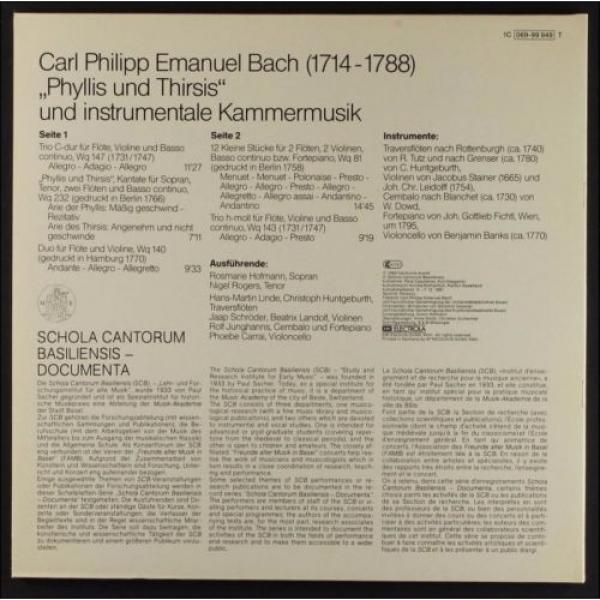 CPE Bach Phyllis and Thirsis Harmonia Mundi LP Schola Cantorum Basiliensis Linde #2 image