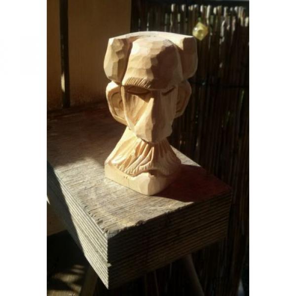 Wikinger Gesicht Holzfigur Hand geschnitzt aus Linde Schnitzholz #1 image