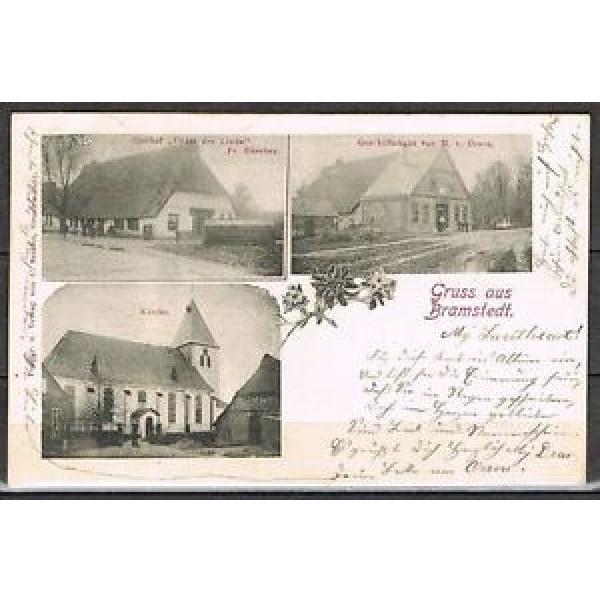 Niedersachsen: Gruss aus Bramstedt Gasthof &#034;Unter der Linde&#034;, Kirche, 1900 #0077 #1 image