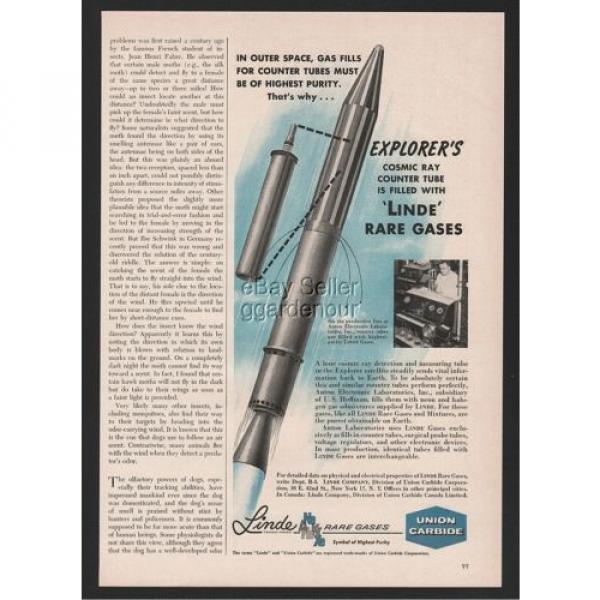 1958 Union Carbide Rare Pure Gases Gas Anton Labs Missile Rocket Linde Art Ad #2 image