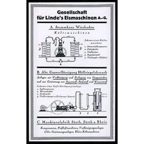 Alte Reklame 1925 Linde Eismaschinen Gasverflüssigung  Kältemaschine Wiesbaden #1 image