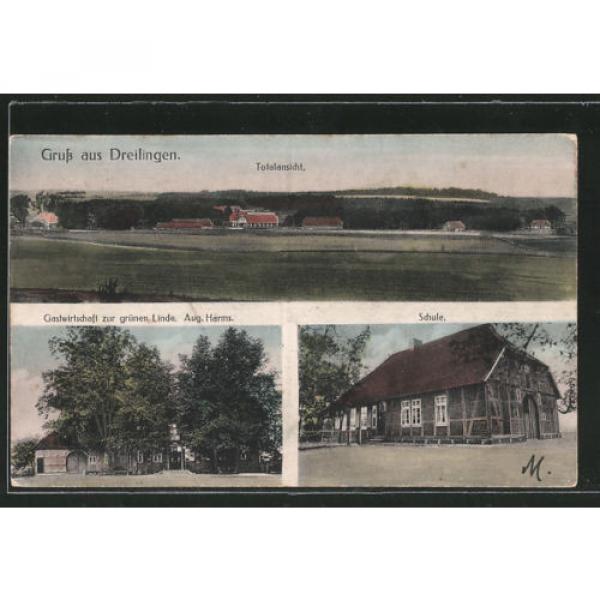 AK Dreilingen, Totale des Ortes, Gasthaus zur grünen Linde, Bes. A. Harms, Schu #1 image