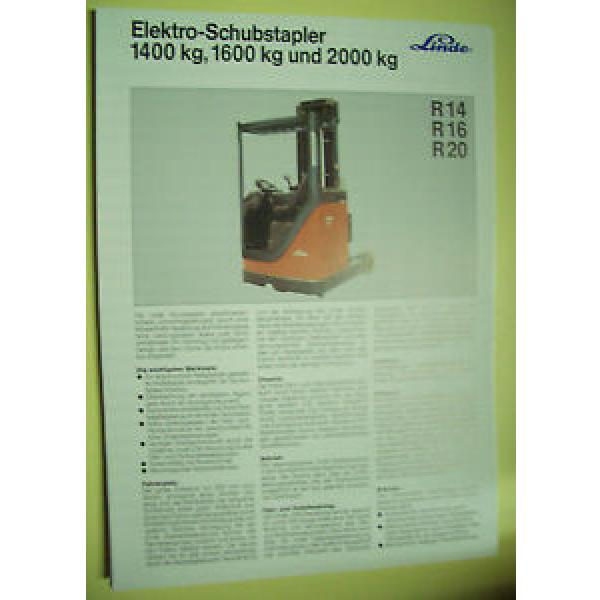 Sales Brochure Original Prospekt Linde Elektro-SchubStapler R14, R16, R20 #1 image