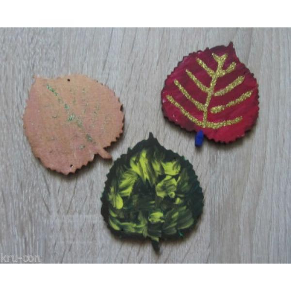 6 Linde Blätter aus Holz Herbst Laub Deko Basteln Malen Natur #3 image