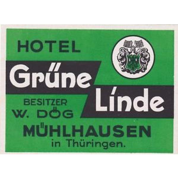 Germany Muehlhausen Hotel Gruene Linde Thueringen Vintage Luggage Label sk1200 #1 image