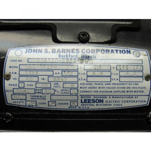 John S. Barnes Corp C6C17FZ5A Hydraulic Pump w/Leeson 1/2 HP Motor 115/208-230V #10 image