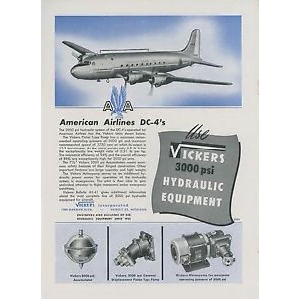 1946 Vickers Aviation Hydraulic Ad American Airlines Douglas DC-4 Airplane #1 image