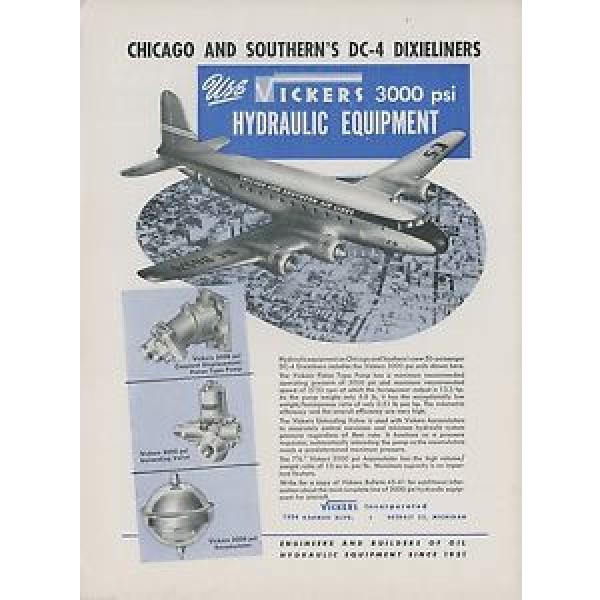1946 Vickers Aviation Hydraulic Ad Chicago amp; Southern Douglas DC-4 Dixieliner #1 image