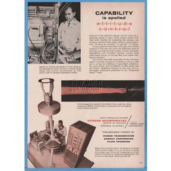 1961 Vickers Aero Hydraulics Detroit MI Torrance CA Space Vehicle Simulator Ad #1 image