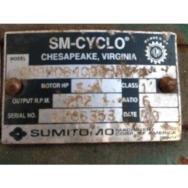 SM CYCLO 3/4 HP 3 PHASE INDUCTION MOTOR WITH SUMITOMO GEAR REDUCER 6:1 #2 image