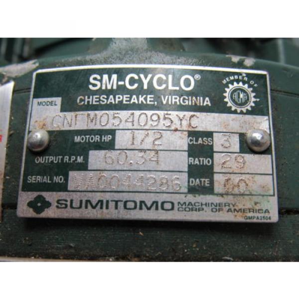 Sumitomo SM-Cyclo CNFM054095YC 1/2HP Gear Motor 29:1 Ratio 208-230/460V 3Ph #11 image