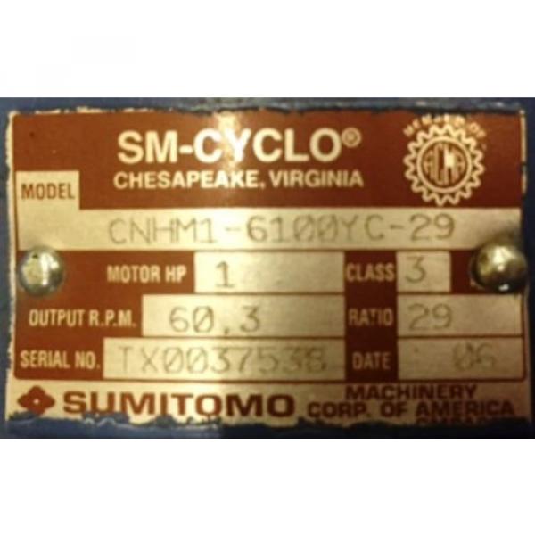 SUMITOMO SM-CYCLO INDUCTION GEAR MOTOR CNHM1-6100YC-29, 1 HP, 3 PH, RATIO 29:1 #2 image