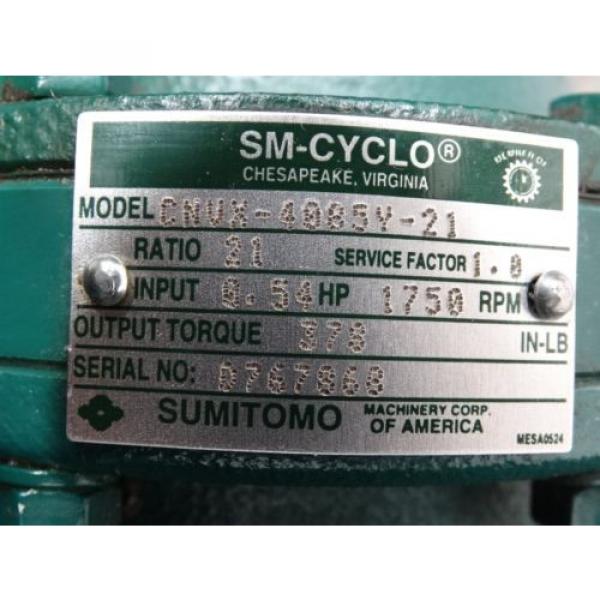 Sumitomo SM-Cyclo Gear Reducer CNVX-4085Y-21 Ratio:21 54HP 1750RPM Torque:378 #5 image