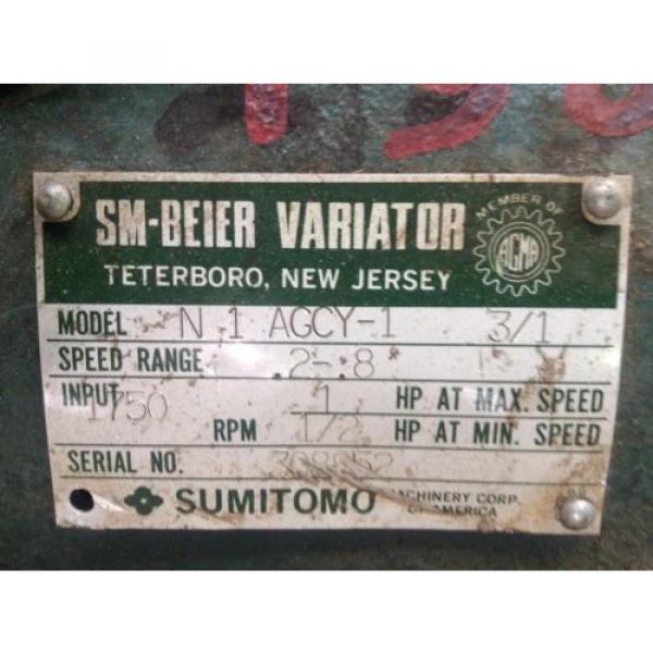 Sumitomo SM-Beier N-1 AGCY-1 3/1 Variator 1/1/2HP Gear Drive/Speed Reducer #5 image
