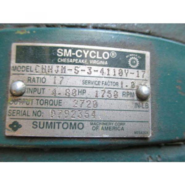 SM CYCLO SUMITOMO CNHJM S 3 4110Y SPEED REDUCER INDUSTRIAL MADE IN USA MOTORS #4 image