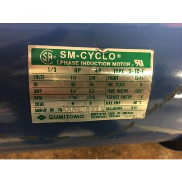 SM-CYCLO S-TC-F 1-PHASE INDUCTION MOTOR SUMITOMO CNHM503-6095YA-SG-87 #2 image