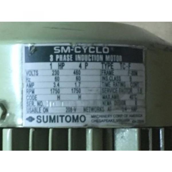 Sumitomo Cyclo gearmotor CNHMS-1-4105YC-29, 60 rpm, 29:1,1hp, 230/460, inline #6 image