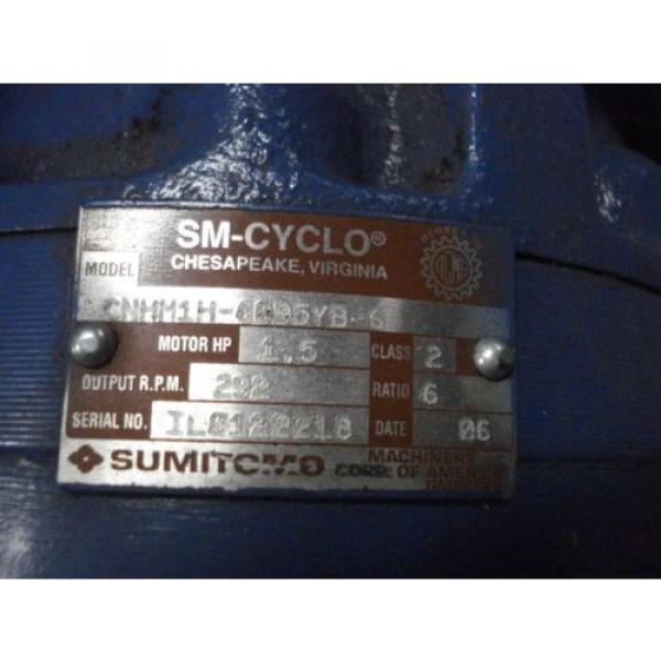 Sumitomo Cyclo gearmotor CNHM-1H-6095YB-6, 292 rpm, 6:1, 15hp, 230/460, inline #9 image