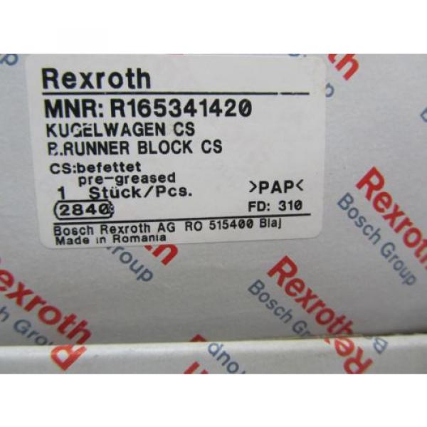 NIB BOSCH REXROTH LINEAR RAIL RUNNER BLOCK BEARING R165341420 #2 image