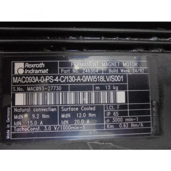 Rexroth Indramat MAC093A-0-PS Permanent Magnet Servo Motor #4 image