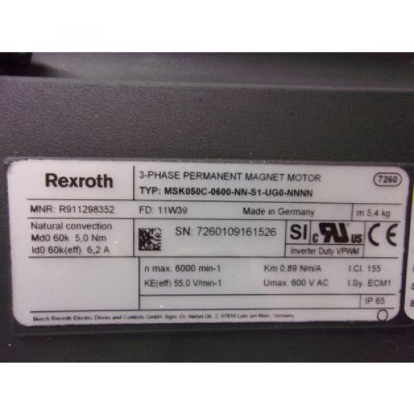 Rexroth MSK050C-0600-NN-S1-UG0-NNNN 3 Phase Servo Motor MOT4038 #2 image