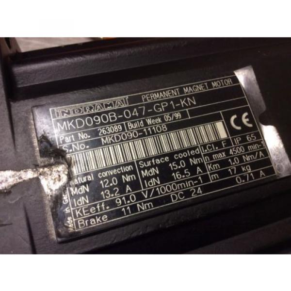 REXROTH INDRAMAT MKD090B-047-GP1-KN SERVO MOTOR WITH CABLE #5 image