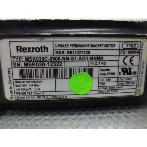 Rexroth MSK030C-0900-NN-S1-AG1-NNNN, 3-Phase Permanent Magnet Motor with brake #3 image